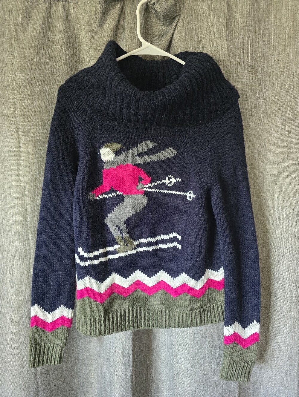 Kersh Navy Turtleneck Sweater Retro Ski Size S Oversized